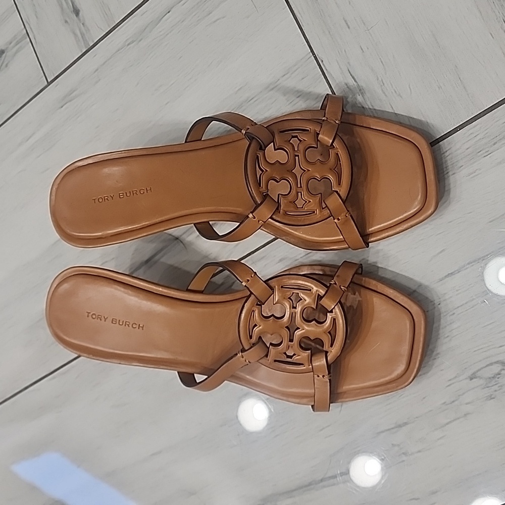 Tory Burch Miller Bombe low heels slide sandals in chestnut US 8.5 - Picture 2 of 9